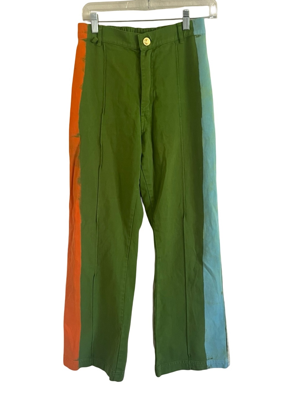 Big Bud Press Green Multicolor Painted Stripe Western Pants Small